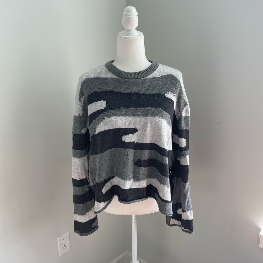 Grey Patchwork Camo Sweater